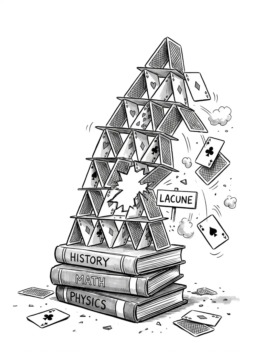 Illustrazione: una torre di carte che crolla